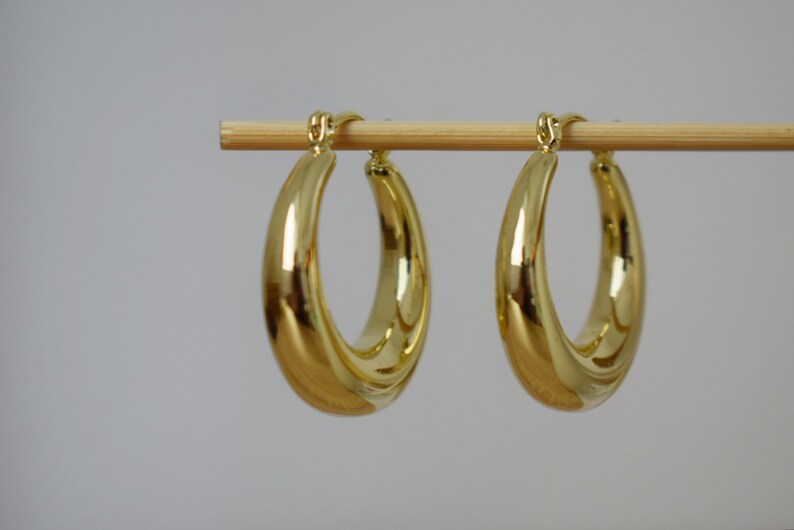 Chunky hoop earrings, large wide hoops earrings, 18k gold plated hoop earrings, Statement Hoops, Modern earrings, Gift for her image 4