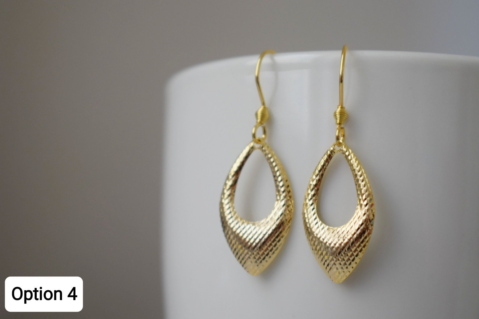 Orecchini Geometrici Grossi Donna Placcati Oro | Goccia Martellata Minimal Chic Gioielli Regalo