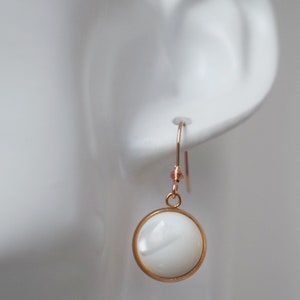 Mother of pearl earrings with rose gold plated stainless steel round pendant and earrings hooks image 6