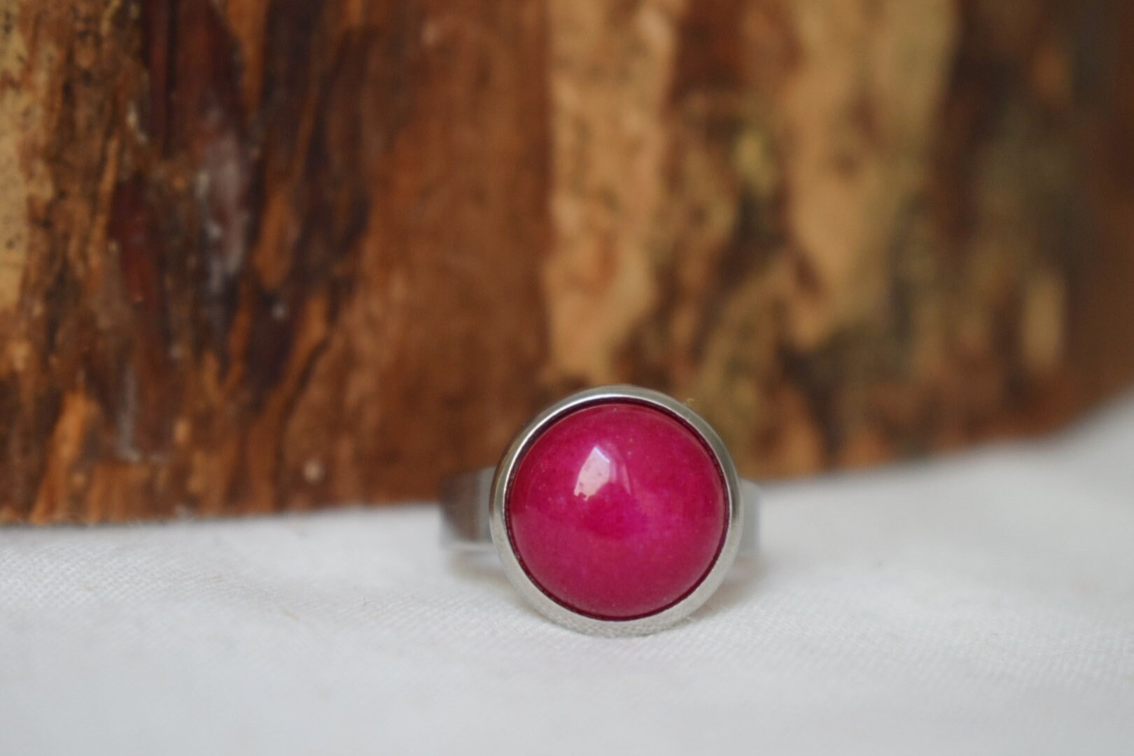 Hot Pink Jade Ring Silver Magenta Pink Statement Gemstone - Etsy