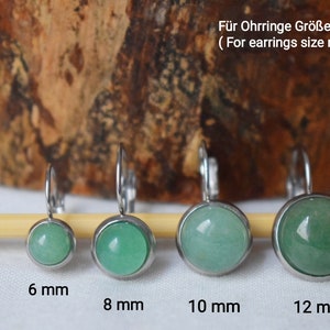 Ohrringe Jade Grün hängend, grüner Edelstein Hängeohrringe, 12mm, rund, Lever-back Ohrhänger, Edelstahl Ohrschmuck, Unisex Schmuck Geschenk Bild 8