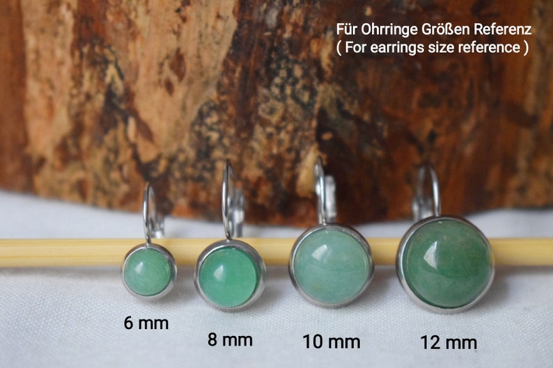 Ohrringe Jade Grün hängend, grüner Edelstein Hängeohrringe, 12mm, rund, Lever-back Ohrhänger, Edelstahl Ohrschmuck, Unisex Schmuck Geschenk Bild 8