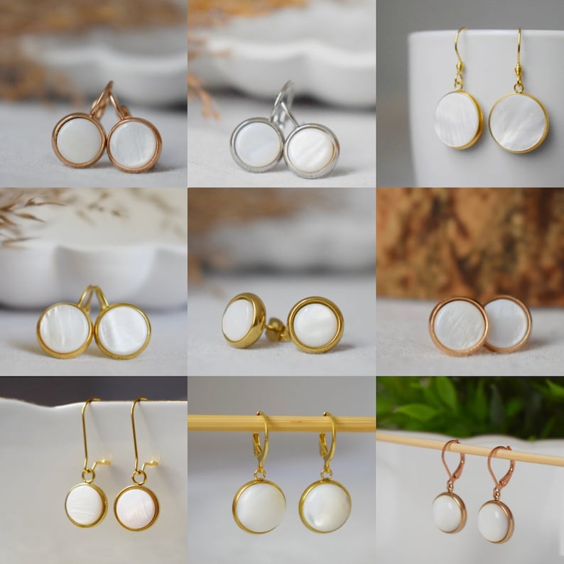 Pearl hoop earrings gold, Pearl Cluster Dangle Earrings, Lever back earrings, Bridesmaid huggies, Wedding pearl earrings, Gift for women image 10
