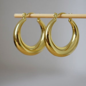 Chunky hoop earrings, large wide hoops earrings, 18k gold plated hoop earrings, Statement Hoops, Modern earrings, Gift for her image 9