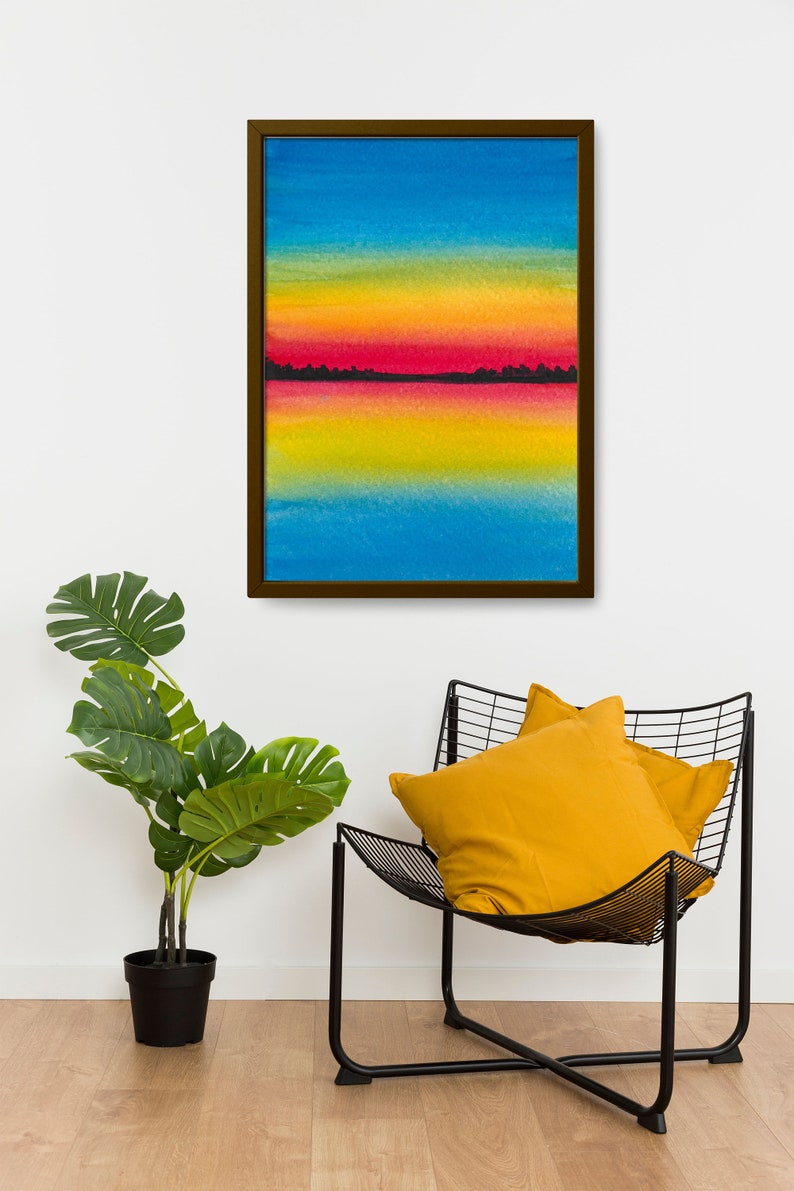 Sunset Wall Art Geometric Art Print Digital Download Etsy