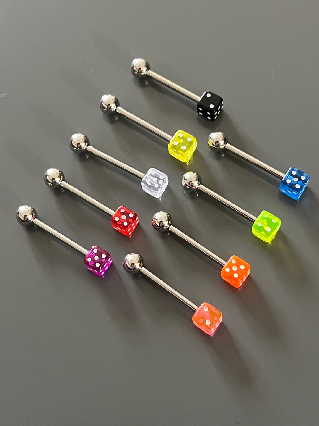 1 Pcs Dice Tongue Piercing Barbell 14G 1.6mm Acrylic Etsy