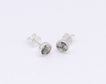 Scottish Kemnay Granite Sterling Silver Round Earrings