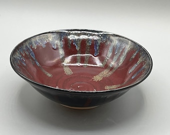 Dark Red Ceramic Bowl - Etsy