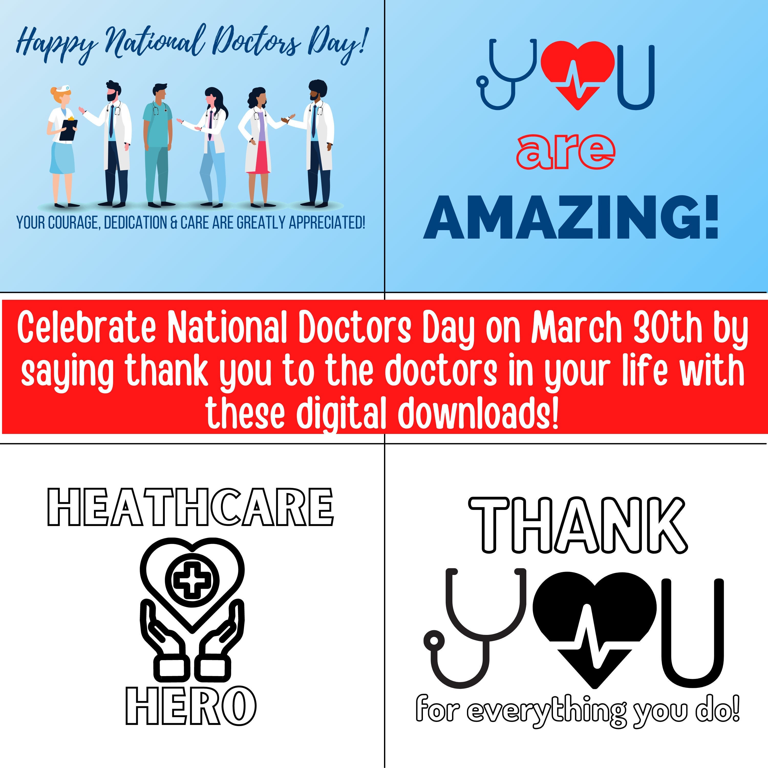 Digital Download National Doctors Day appreciation cards Etsy