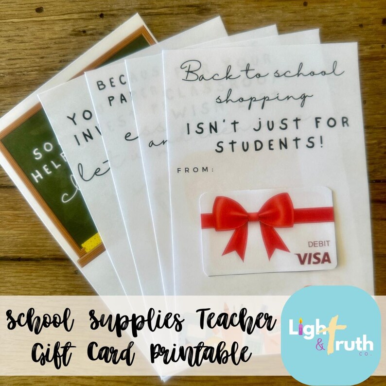 Teacher Gift Card Printable – Back to School Supplies Tag Designs ...