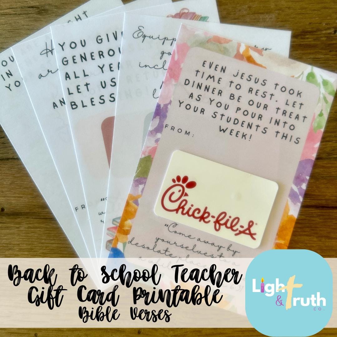 Christian Teacher Gift Card Printable – Bible Verse Tags (instant ...