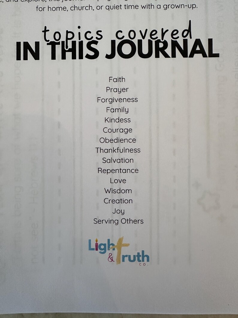 Faith Topic Kids Bible Study Journal: Faith Workbook, Ages 5-10 (digital Download ...