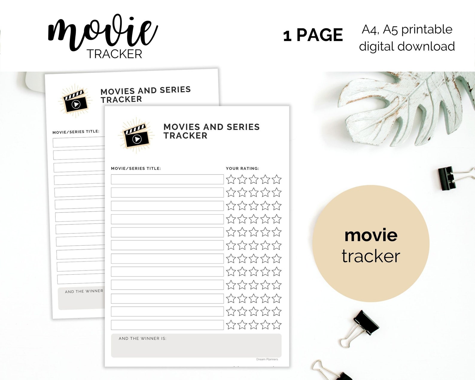Movie Tracker TV Series Tracker Printable Planner Movie | Etsy