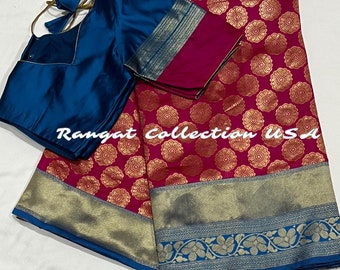Lightweight Silk Saree with All‑Over Weaving & Stitched Blouse (Fits 34–42)