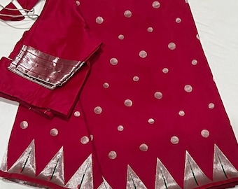 Munia border Paithani Silk Saree with blouse 34-42 size.