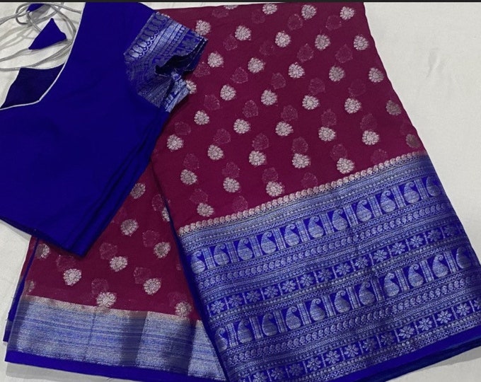 Banarasi Soft Silk Saree with blouse