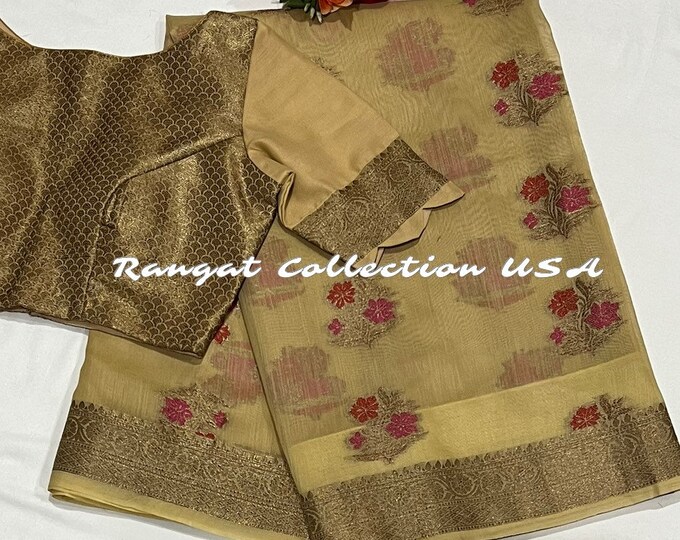Benarus Tussar Silk Saree with Blouse