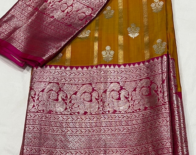 Handloom Pure Silk Venkatagiri Saree with unstitched blouse
