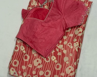 Shiny Crepe Saree: Crystal Border, Adjustable Blouse (Size 34-42)