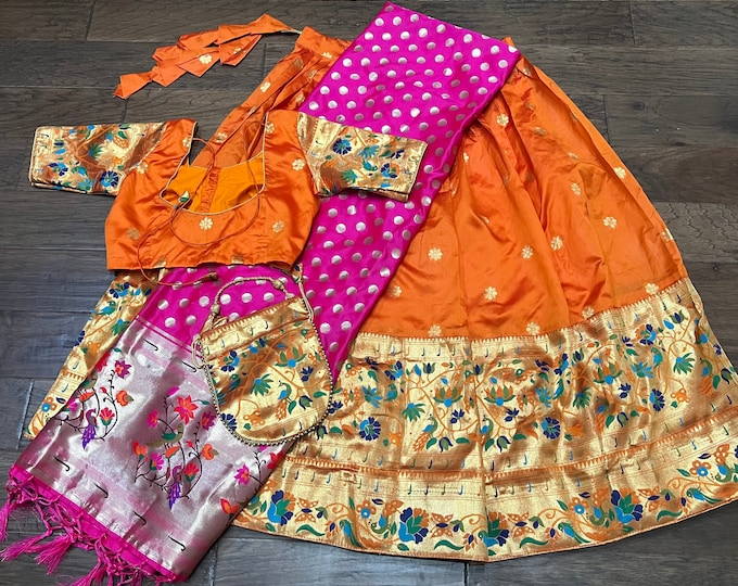 Lehegna Set - Paithani Benarus silk Lehegna With Paithani  border and Blouse