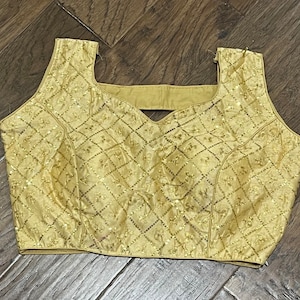 Gold Color Embroidery Readymade Saree blouse 34-42 inches