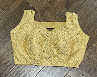 Gold Color Embroidery Readymade Saree blouse 34-42 inches