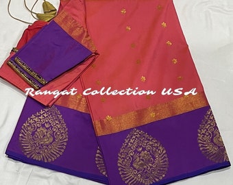 Soft Silk Saree with Blouse Size 34-44 inches