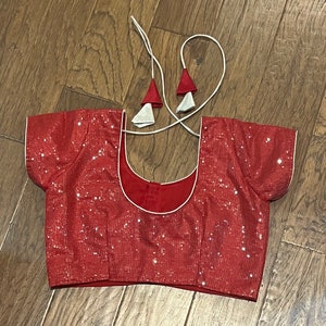 Maroon Red  Sequence Saree Blouse Size 32-36