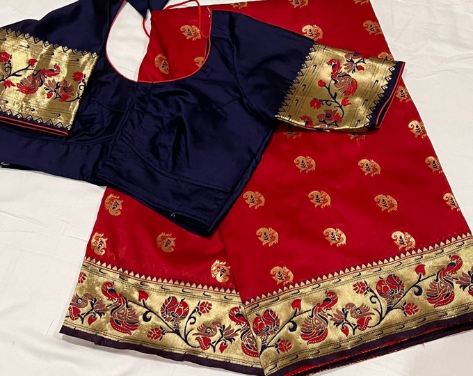 Silk Saree with Paithani border and blouse