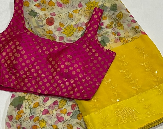 Kalamkari Printed Georgette Saree with blouse