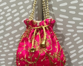 Indian Handmade Women's Embroidered Clutch Purse Potli Bag Pouch Drawstring Bag Wedding Favor Return Gift For Guests Free Ship
