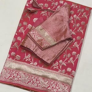 Handloom Paithani Silver Parrots Design Silk saree with blouse 34-42 size.