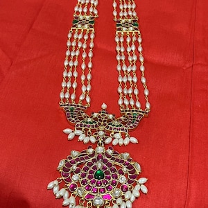 Jadau Long Mala: Rice Beads Chandra Haram