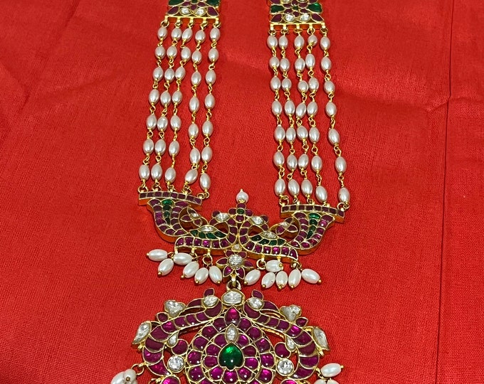 Beautiful grand looking Jadau  long mala with and with rice beads/ Chandra Haram