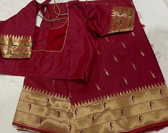 Elegant Paithani Silk Saree with Blouse – Traditional Indian Weaving