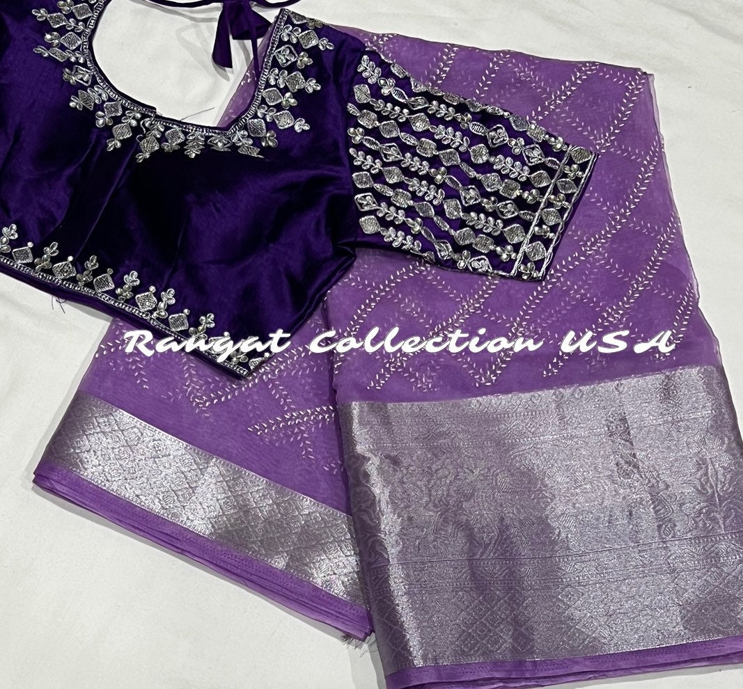 Lavender Tissue Soft Silk Saree With Blouse - Etsy