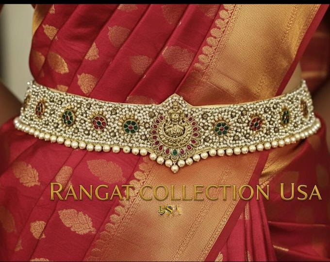 Exquisite waistband/ waist belt is meticulously crafted with Maggam hand embroidery work.