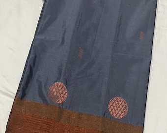 Handloom light weight silk saree with unstitched running  blouse