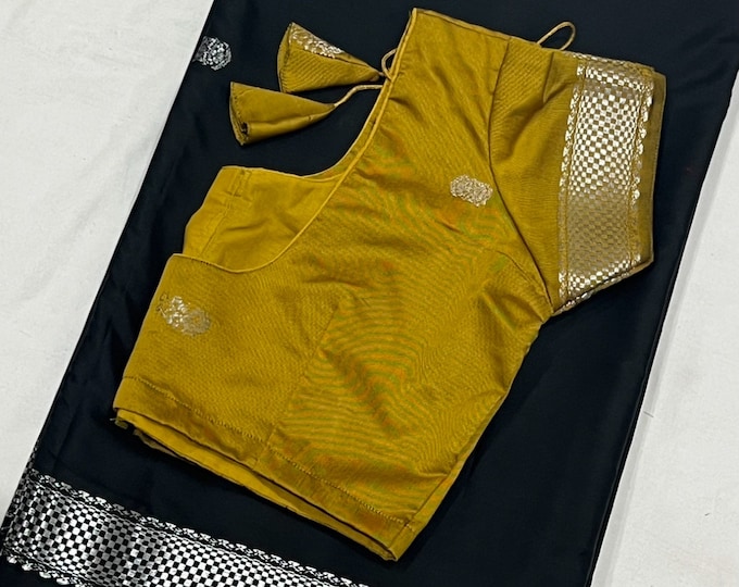 soft Semi Silk Saree with blouse 34-44 size