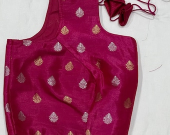 Plus Size Paithani Silk Blouse: Benarus Style (Size 48-54)