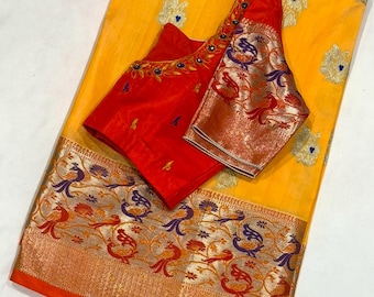 Venkatagiri Silk Handloom Saree | Silkmark Certified | Handwork Maggam Blouse (Size 34-44)