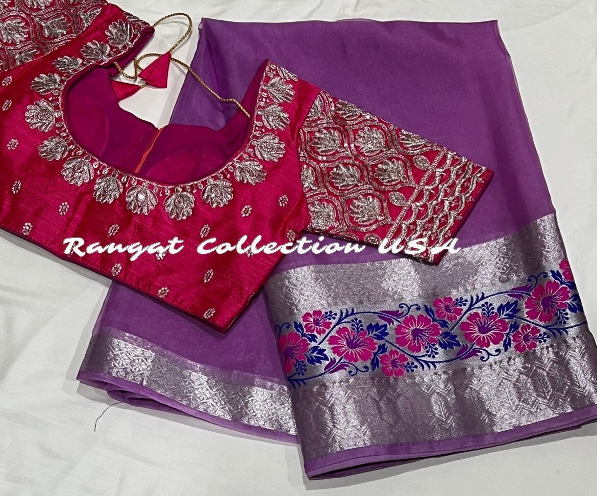 Floral Tissue Organza Saree With Embroidery Blouse - Etsy Floral Tissue Organza Saree With Embroidery Blouse - Etsy