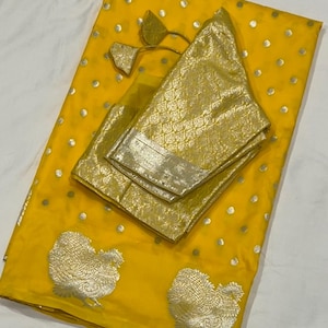 Elegant Soft Silk Saree with Silver Zari Work & Adjustable Blouse (34-44) | Ships from Texas, USA