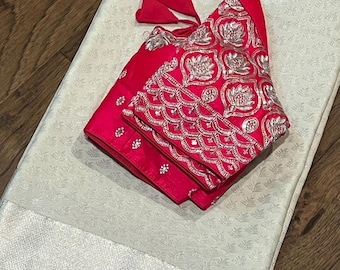 Silver Kanchi Silk Saree with Blouse (Size 34-42)