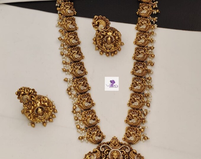 Lakmi long Nakshi  long necklace Set With Jumka Earrings