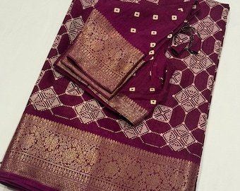 Soft Cotton Silk Saree with Thread Embroidery and Stitched Blouse (Sizes 34-42)