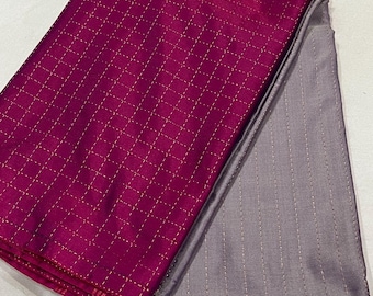 Handloom Silk with unstitched attached running plain silk blouse