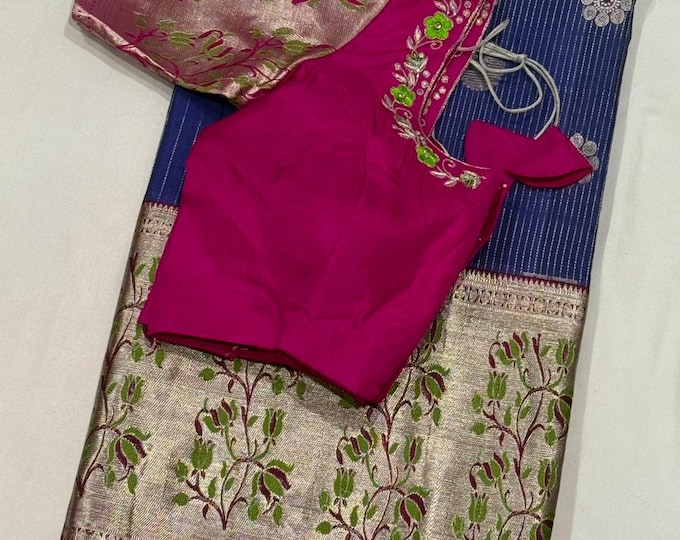 Venkatagiri Silk Handloom Saree | Silkmark Certified | Handwork Maggam Blouse (Size 34-44)