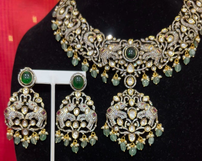 Premium high quality grand looking Victorian Necklace with earrings/Bridal Necklace