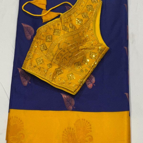 Lavender Embellished Silk Blend Sarees With Unstitched Blouse Piece